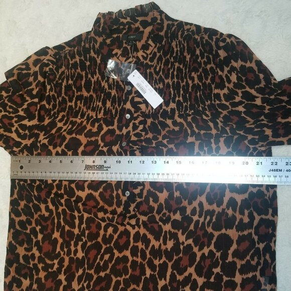 NEW J.Crew Smocked Popover Top in Leopard Crinkle - Picture 9 of 9